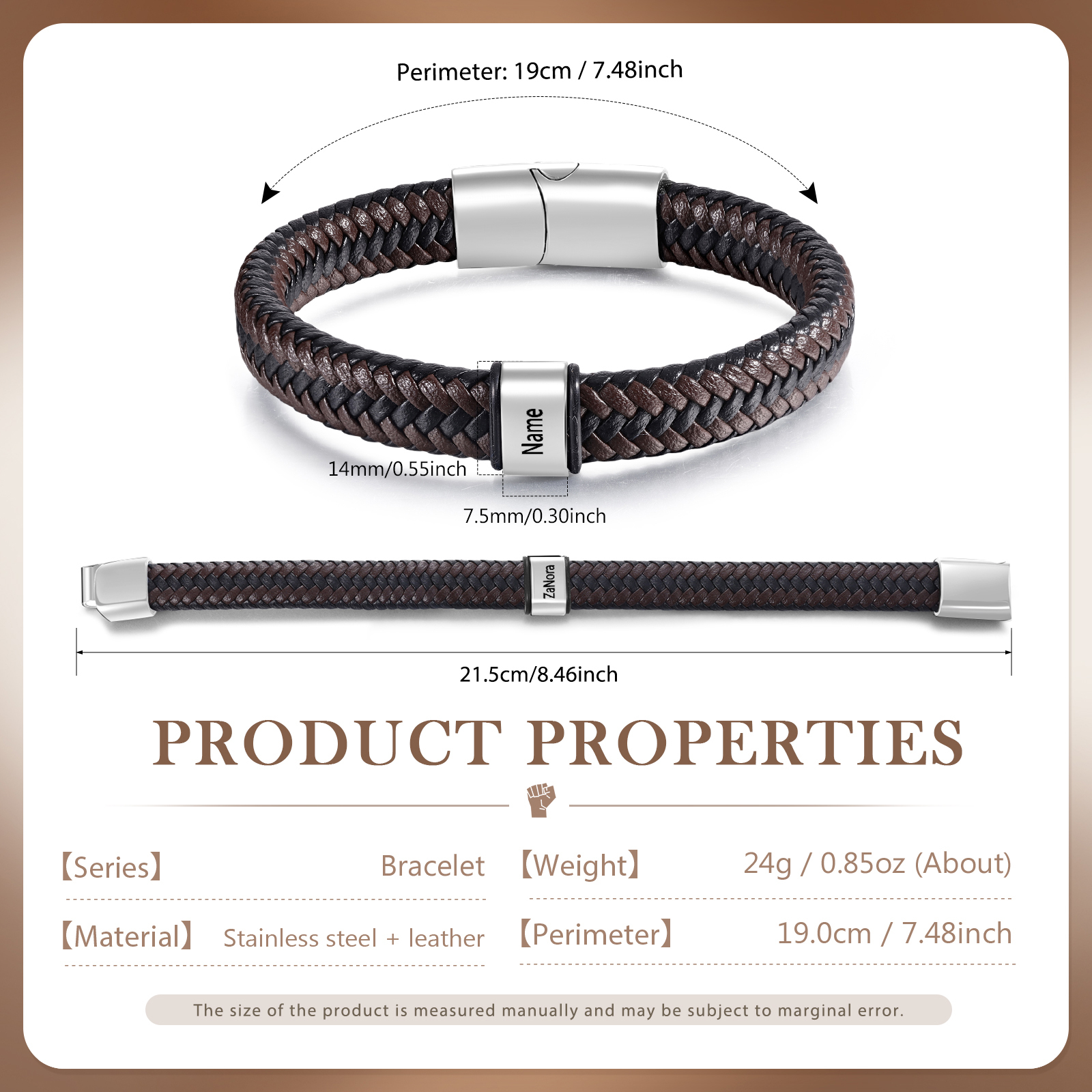 Personalised Leather Bracelets for Men Customizable with 1-5 Names