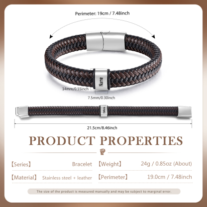 Personalised Leather Bracelets for Men Customizable with 1-5 Names