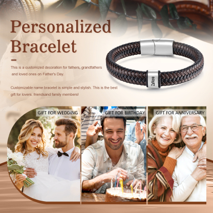 Personalised Leather Bracelets for Men Customizable with 1-5 Names