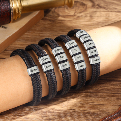 Personalised Leather Bracelets for Men Customizable with 1-5 Names
