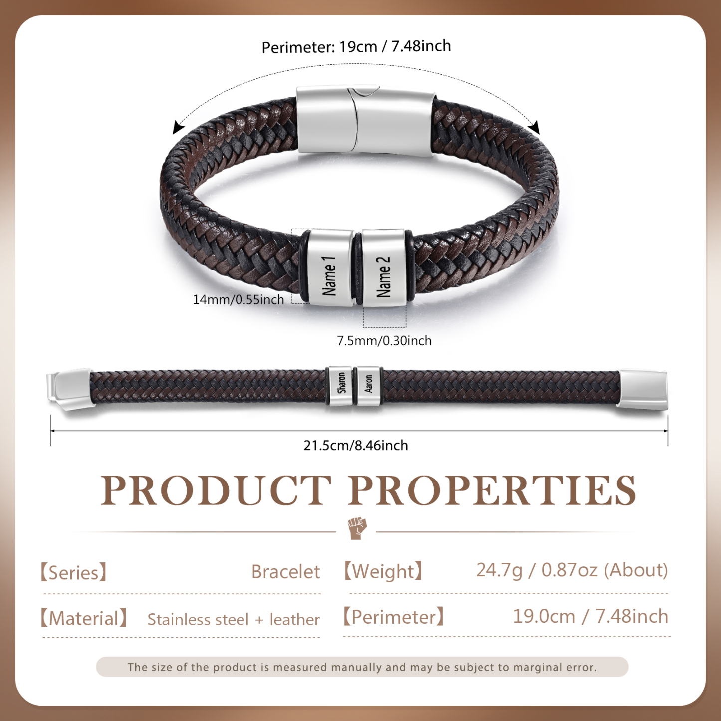 Personalised Leather Bracelets for Men Customizable with 1-5 Names
