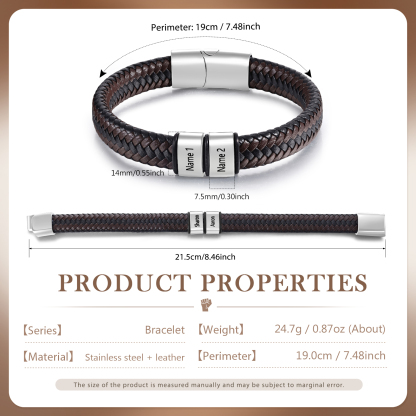 Personalised Leather Bracelets for Men Customizable with 1-5 Names