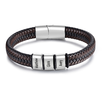 Personalised Leather Bracelets for Men Customizable with 1-5 Names