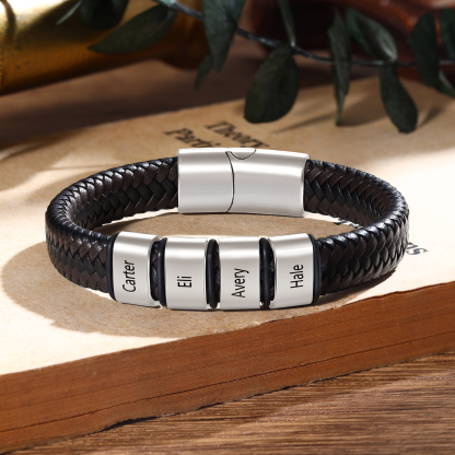 Personalised Leather Bracelets for Men Customizable with 1-5 Names