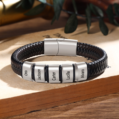 Personalised Leather Bracelets for Men Customizable with 1-5 Names