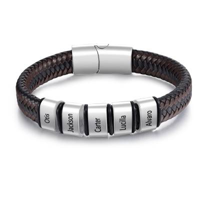 Personalised Leather Bracelets for Men Customizable with 1-5 Names