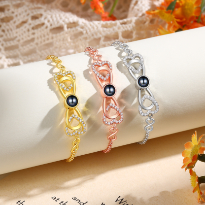 Personalised Projection Bracelet Custom 1 Photo Infinity & Heart Design 3 Colours Gift for Her | Jessemade