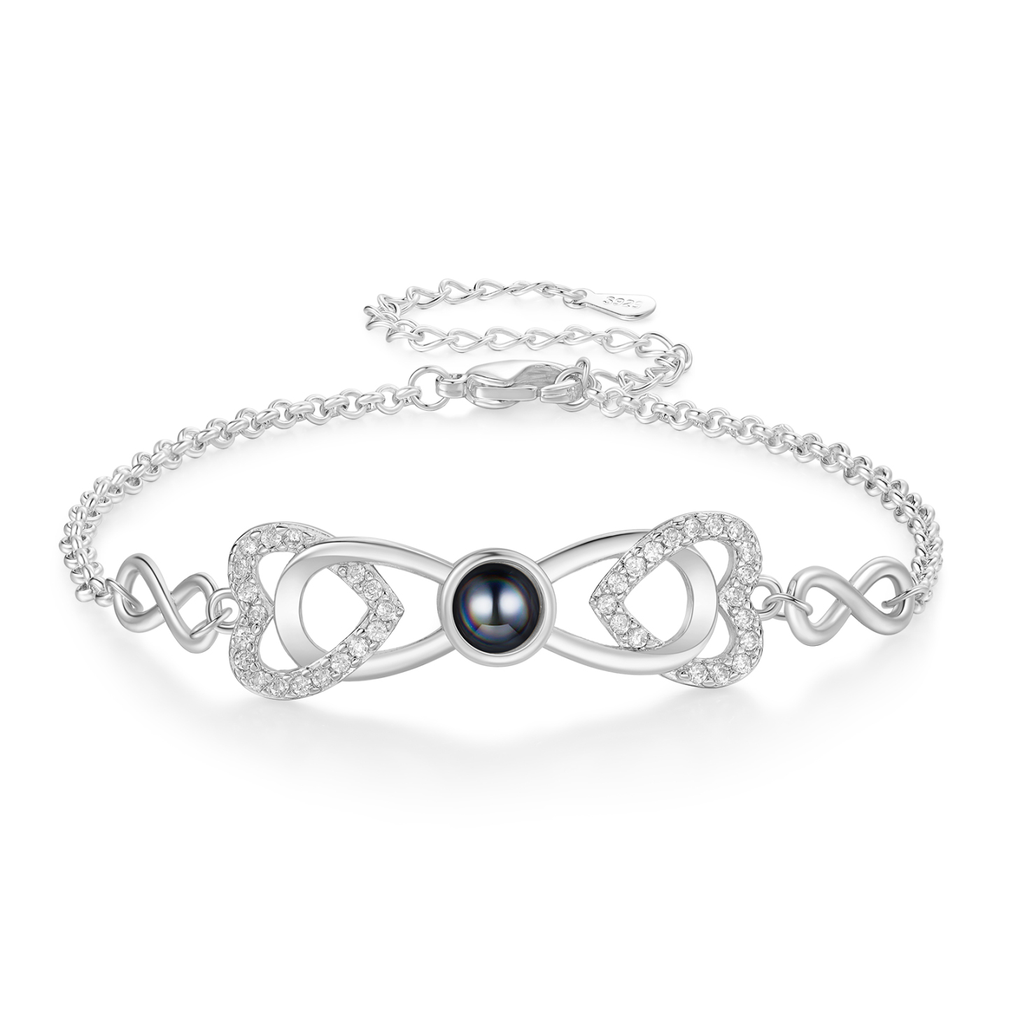 Personalised Projection Bracelet Custom 1 Photo Infinity & Heart Desig