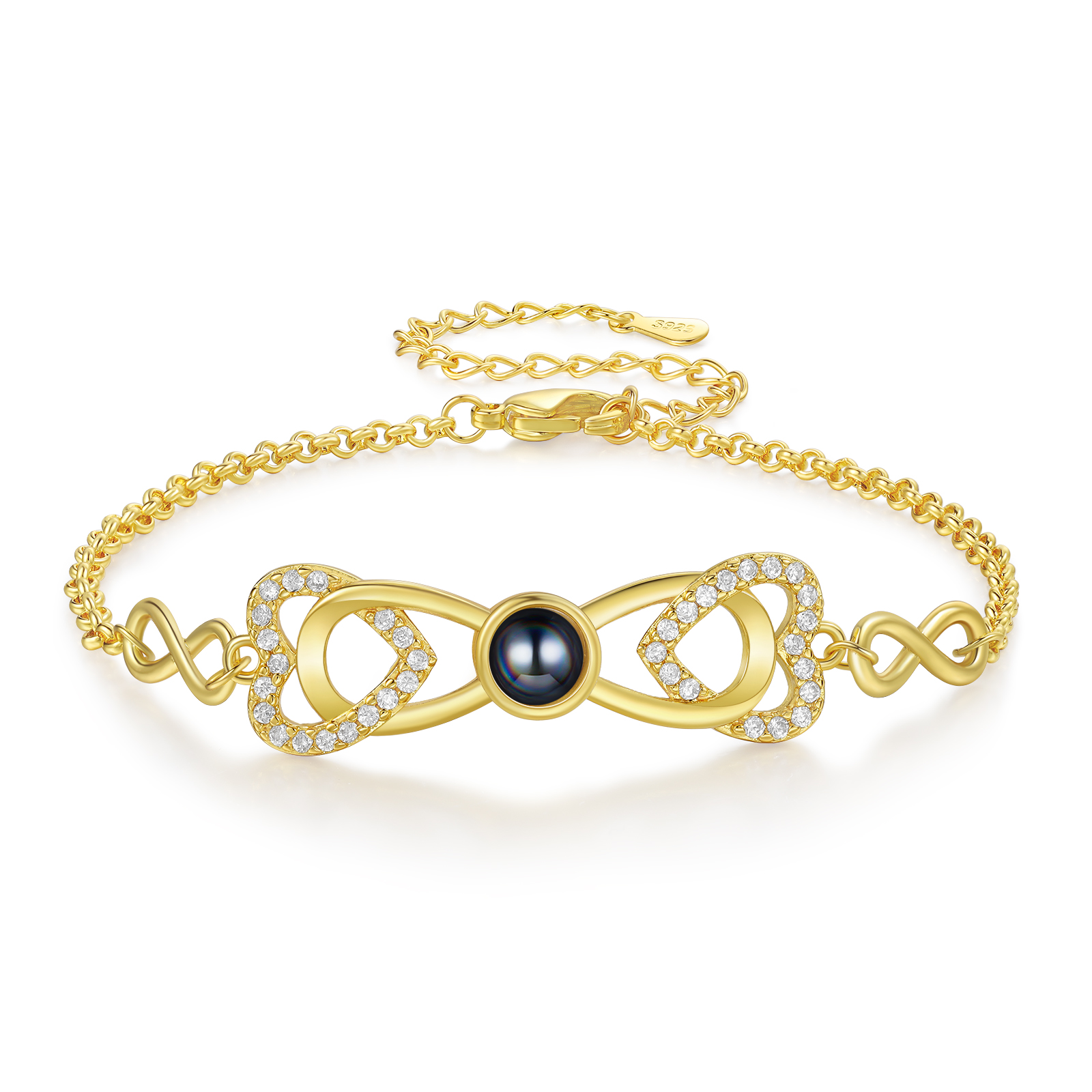 Personalised Projection Bracelet Custom 1 Photo Infinity & Heart Design 3 Colours Gift for Her | Jessemade