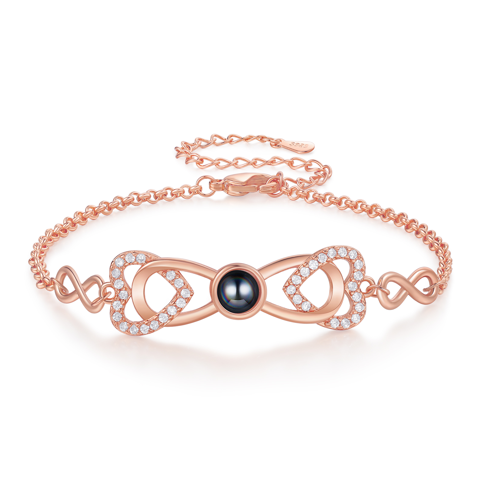 Personalised Projection Bracelet Custom 1 Photo Infinity & Heart Design 3 Colours Gift for Her | Jessemade