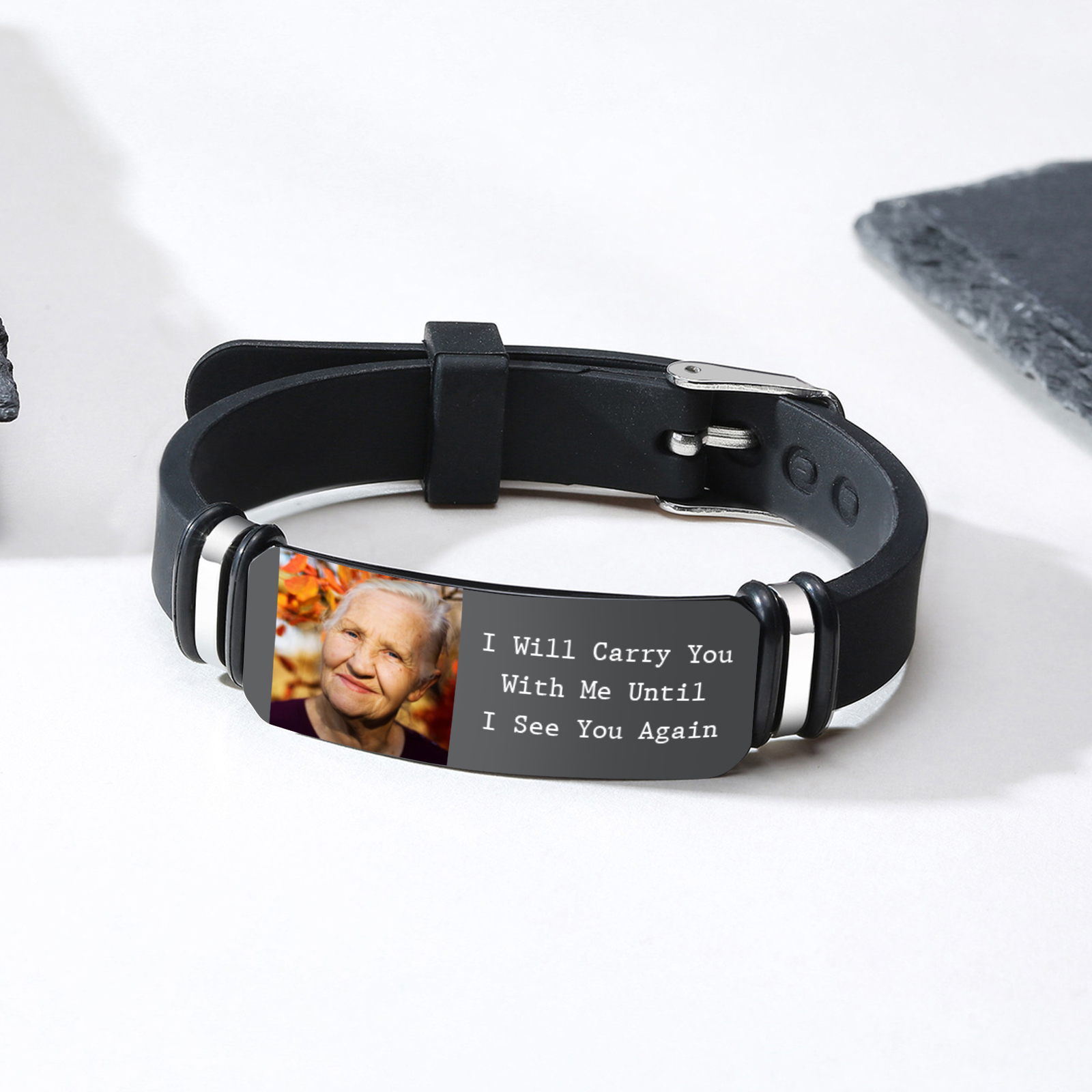 I Will Carry You With Me Until I See You Again Memorial Bracelet Custom Photo Adjustable Bracelet Set-Jessemade AU