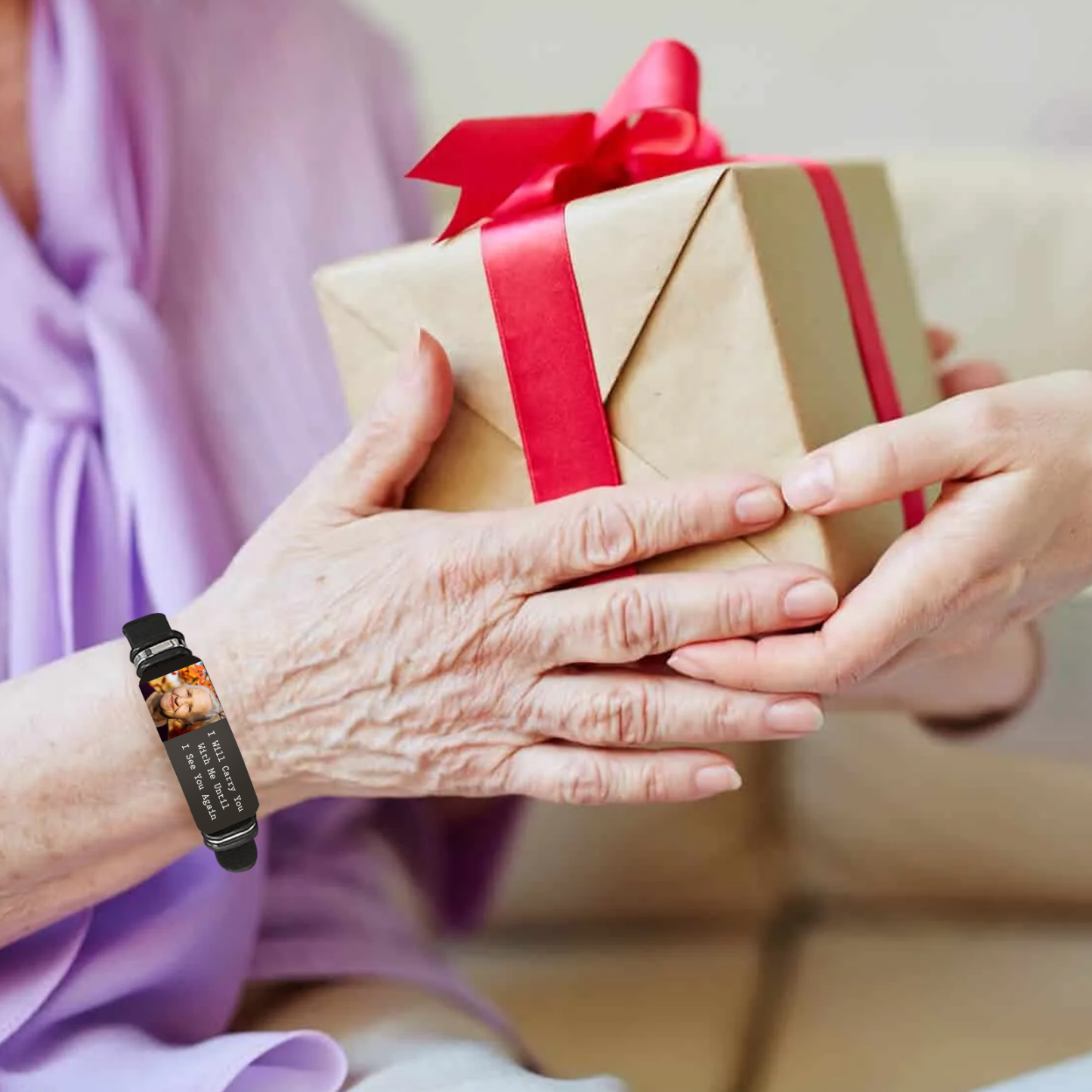 I Will Carry You With Me Until I See You Again Memorial Bracelet Custom Photo Adjustable Bracelet Set-Jessemade AU