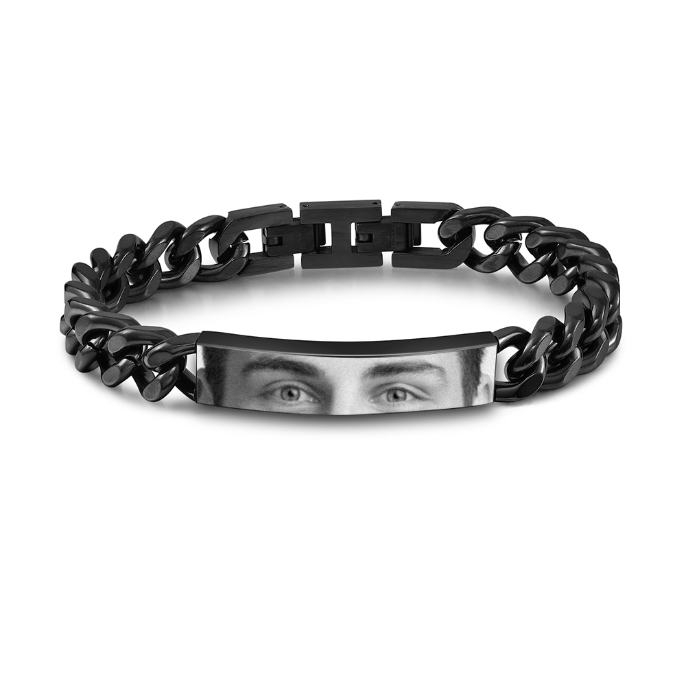 Personalised Eye Bracelet with Custom Photo Cuban Chain Bracelet for Men Gift for Him