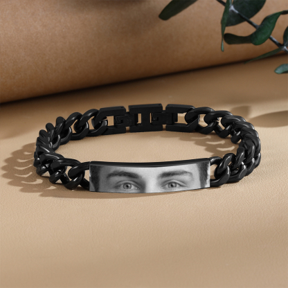 Personalised Eye Bracelet with Custom Photo Cuban Chain Bracelet for Men Gift for Him