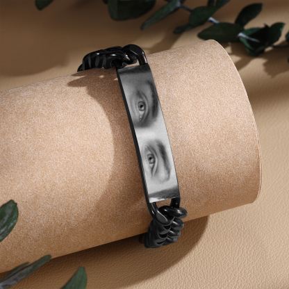 Personalised Eye Bracelet with Custom Photo Cuban Chain Bracelet for Men Gift for Him