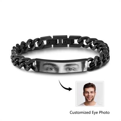 Personalised Eye Bracelet with Custom Photo Cuban Chain Bracelet for Men Gift for Him