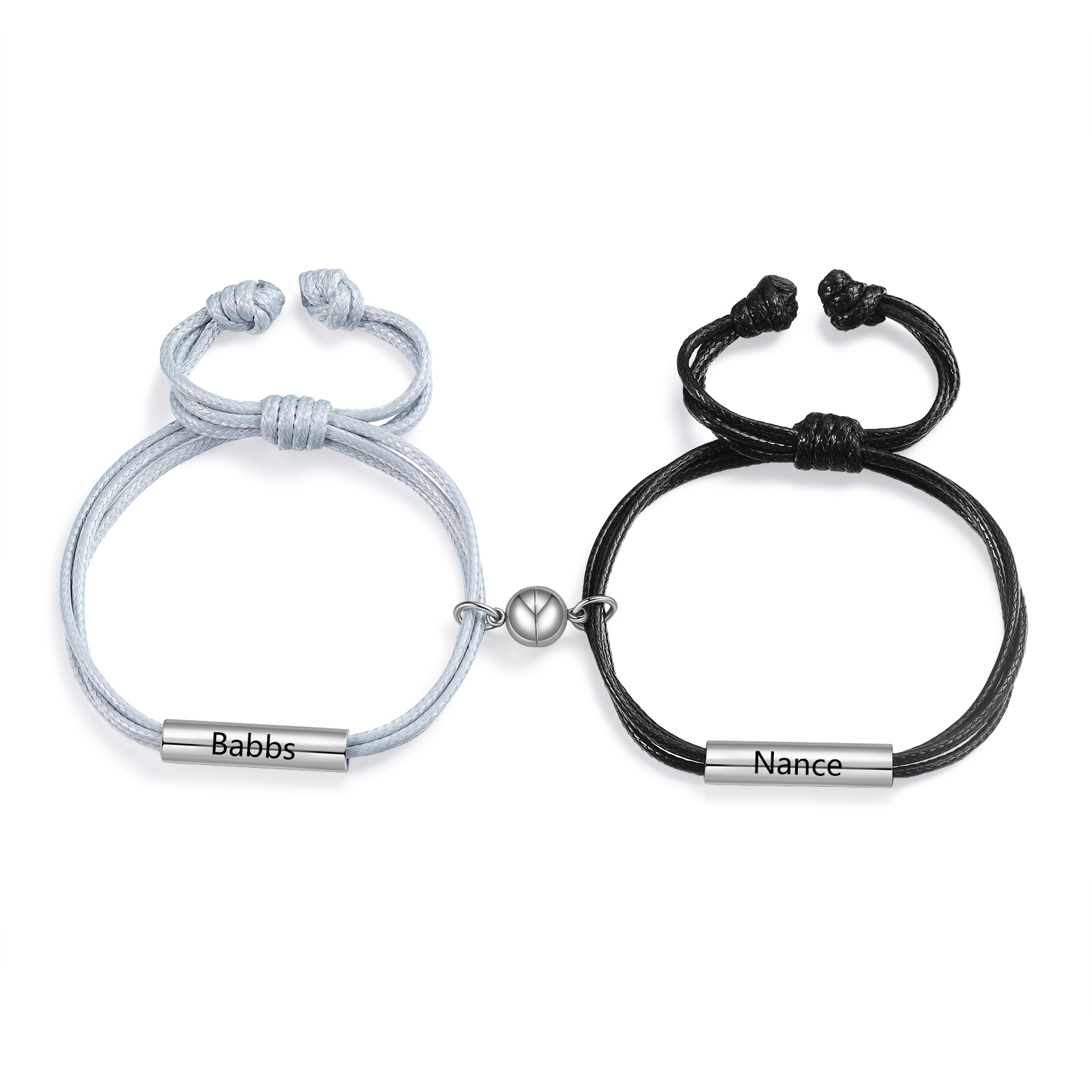 Personalised 2 Names Magnetic Partner Bracelet Set Unique Gift for Couples