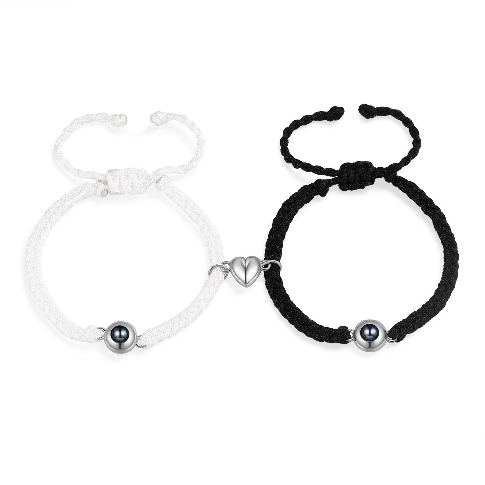 Personalised Magnetic Projection Bracelet Adjustable Rope Jewelry Gift for Couples