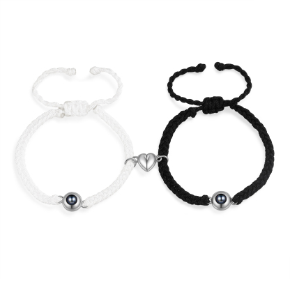 Personalised Magnetic Projection Bracelet Adjustable Rope Jewelry Gift for Couples