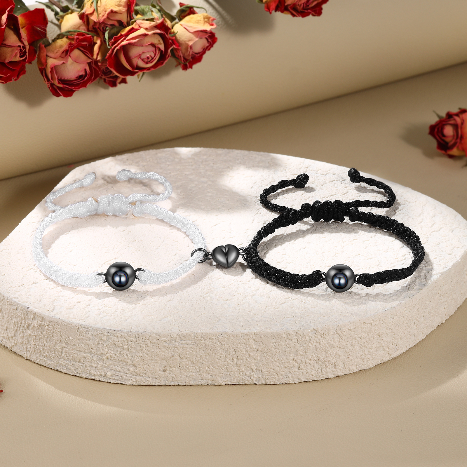 Personalised Magnetic Projection Bracelet Adjustable Rope Jewelry Gift for Couples