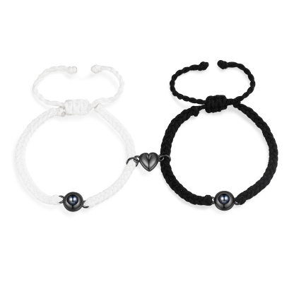 Personalised Magnetic Projection Bracelet Adjustable Rope Jewelry Gift for Couples
