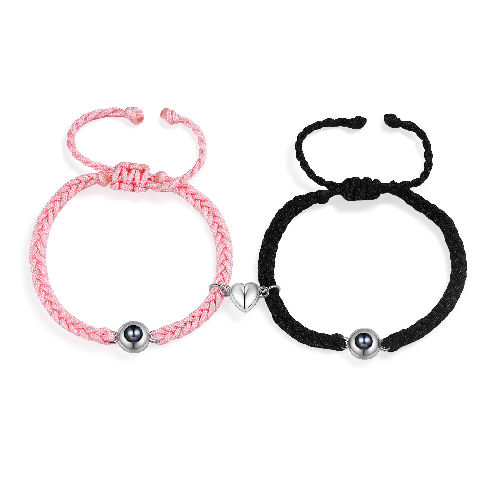 Personalised Magnetic Projection Bracelet Adjustable Rope Jewelry Gift for Couples