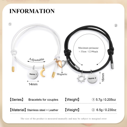 Personalised Couple Magnet Bracelet Linked by Love Valentine’s Day Gift