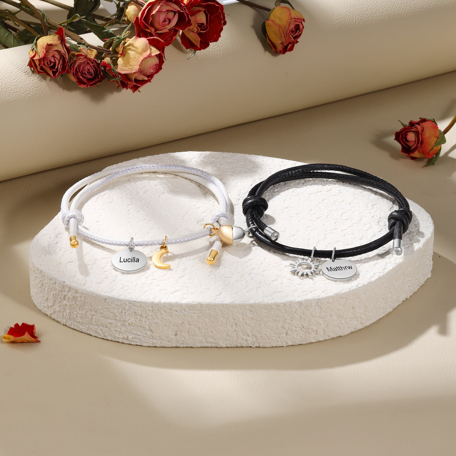 Personalised Couple Magnet Bracelet Linked by Love Valentine’s Day Gift