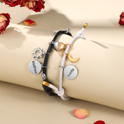 Personalised Couple Magnet Bracelet Linked by Love Valentine’s Day Gift