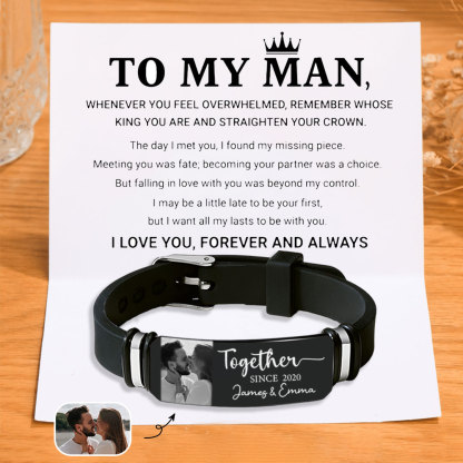 Personalised Men Bracelet To My Man Straighten Your Crown Gift Set for Him