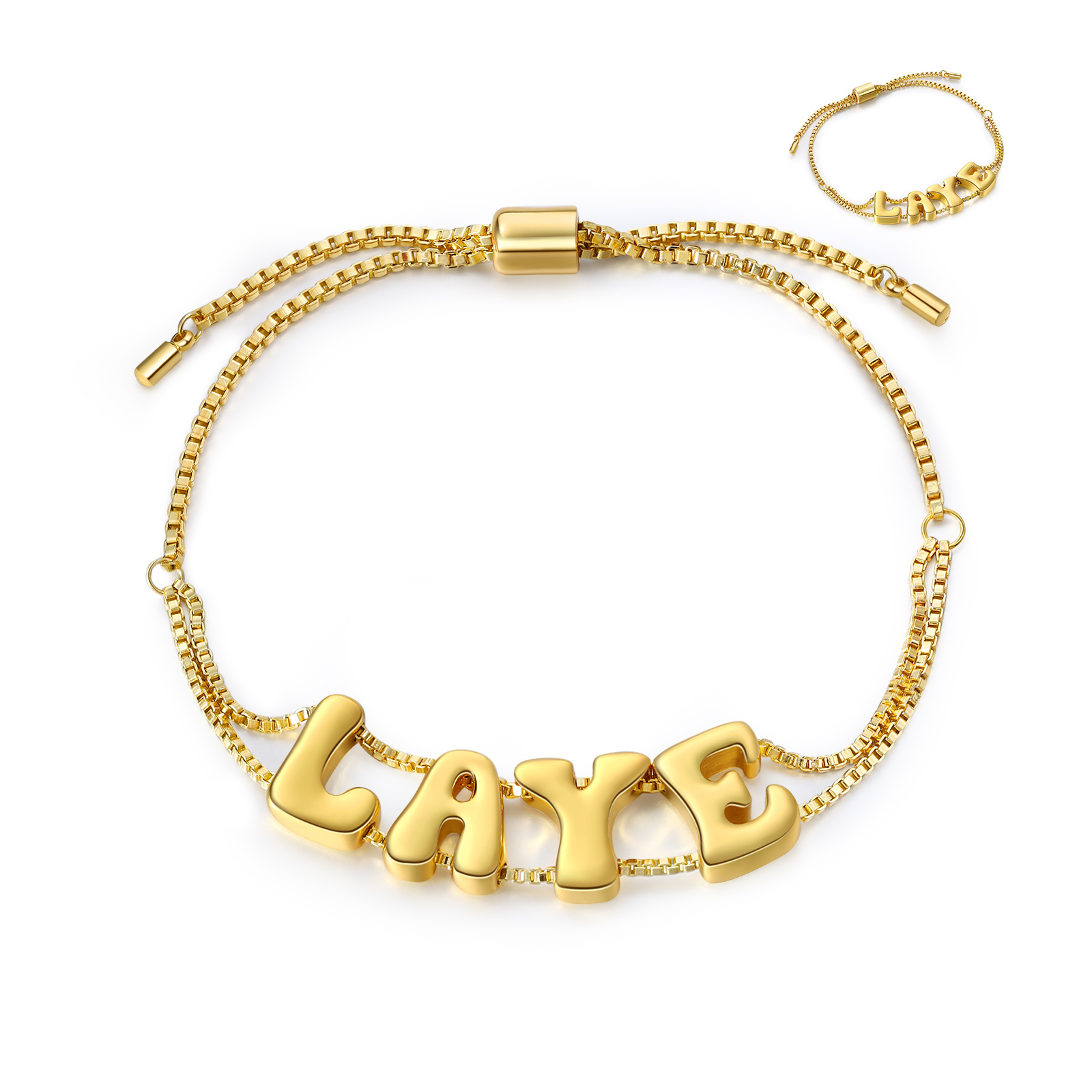 Personalised 3D Name Bracelet Custom Adjustable 4 Letter Gift for Her