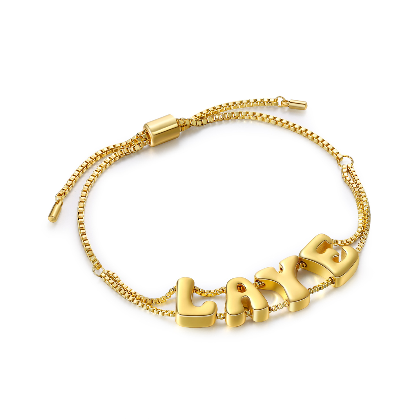 Personalised 3D Name Bracelet Custom Adjustable 4 Letter Gift for Her