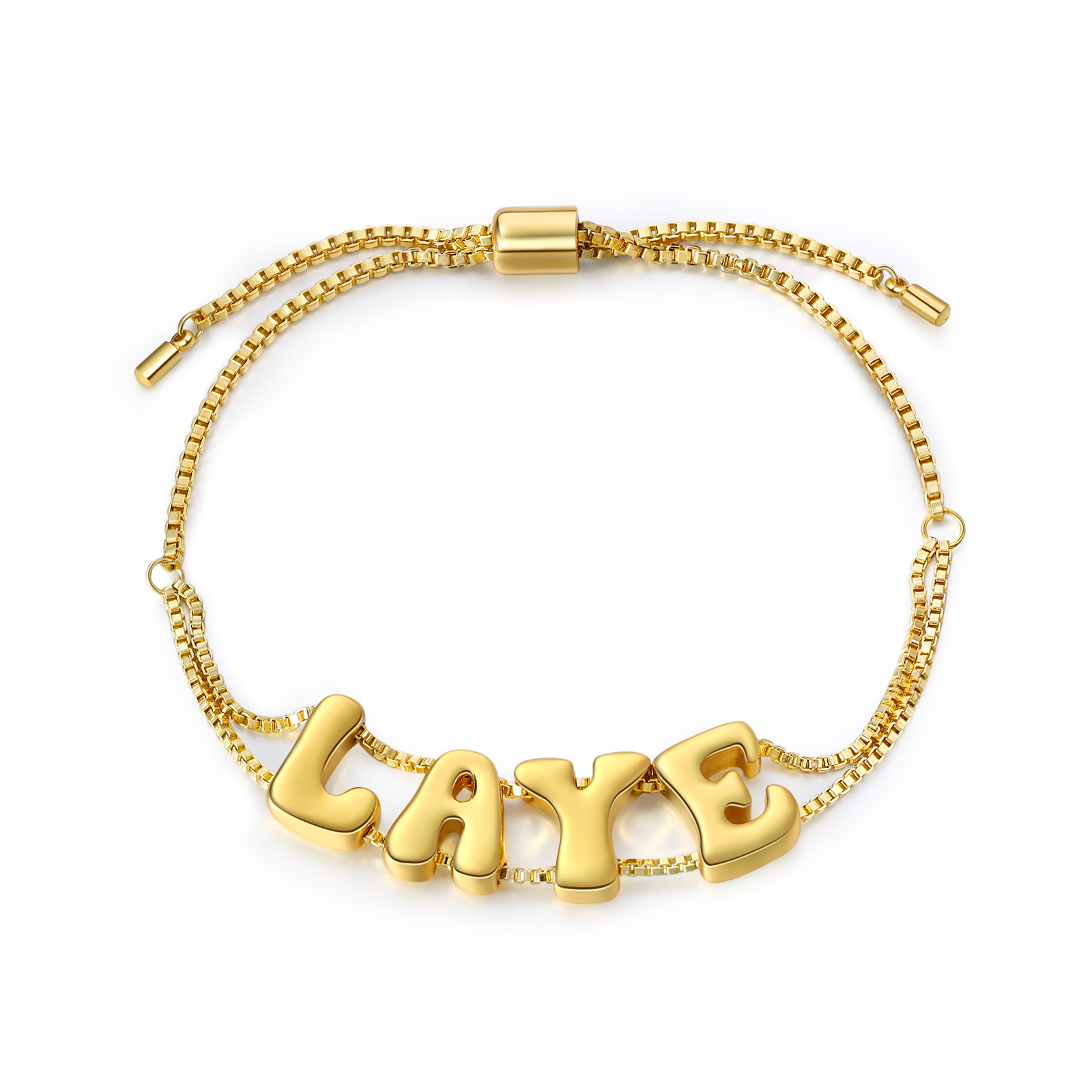 Personalised 3D Name Bracelet Custom Adjustable 4 Letter Gift for Her