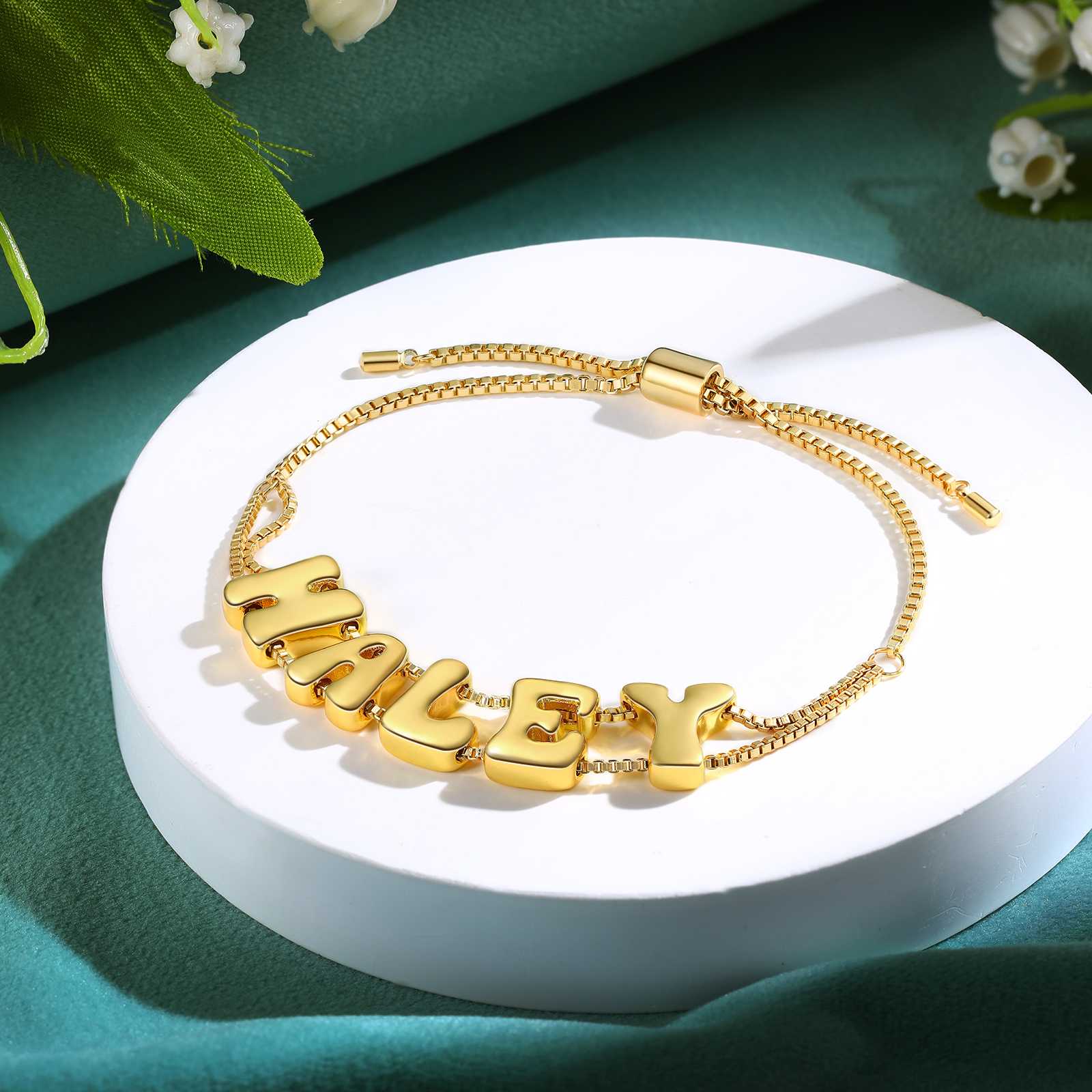 Personalised 3D Name Bracelet Custom Adjustable 5 Letter Gift for Her