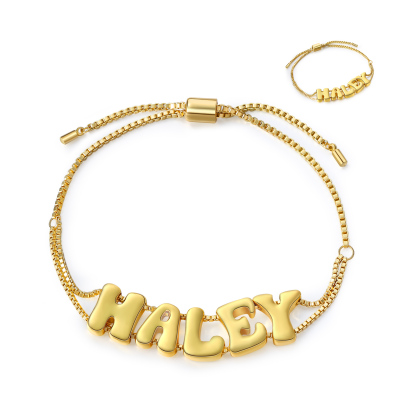 Personalised 3D Name Bracelet Custom Adjustable 5 Letter Gift for Her