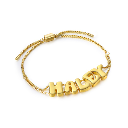 Personalised 3D Name Bracelet Custom Adjustable 5 Letter Gift for Her