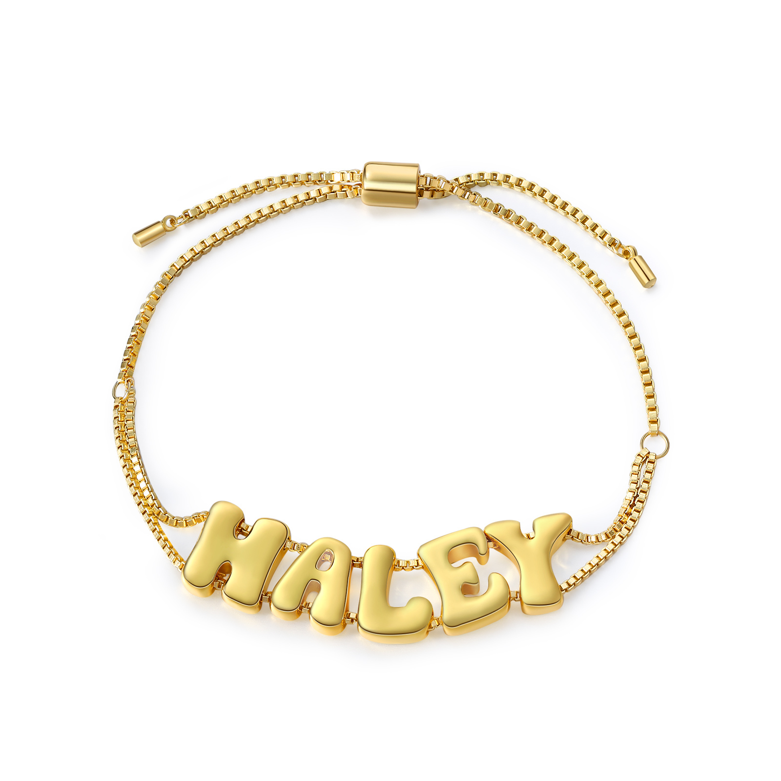 Personalised 3D Name Bracelet Custom Adjustable 5 Letter Gift for Her