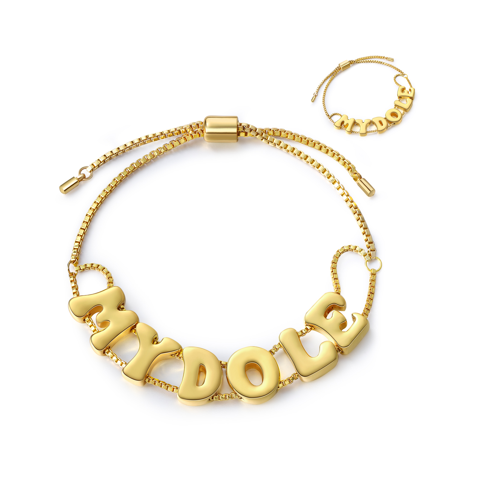 Personalised 3D Name Bracelet Custom Adjustable 6 Letter Gift for Her