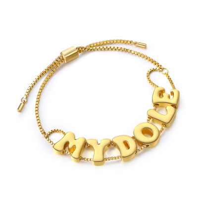 Personalised 3D Name Bracelet Custom Adjustable 6 Letter Gift for Her