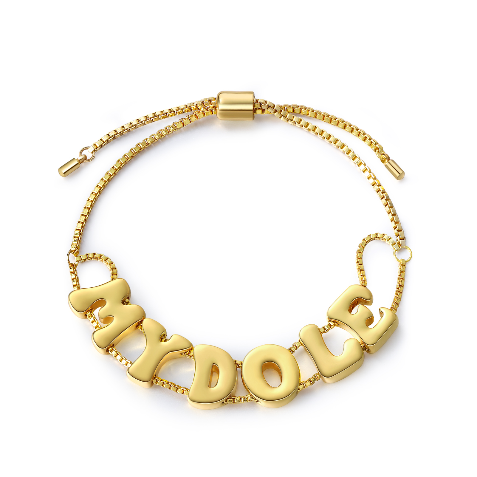 Personalised 3D Name Bracelet Custom Adjustable 6 Letter Gift for Her