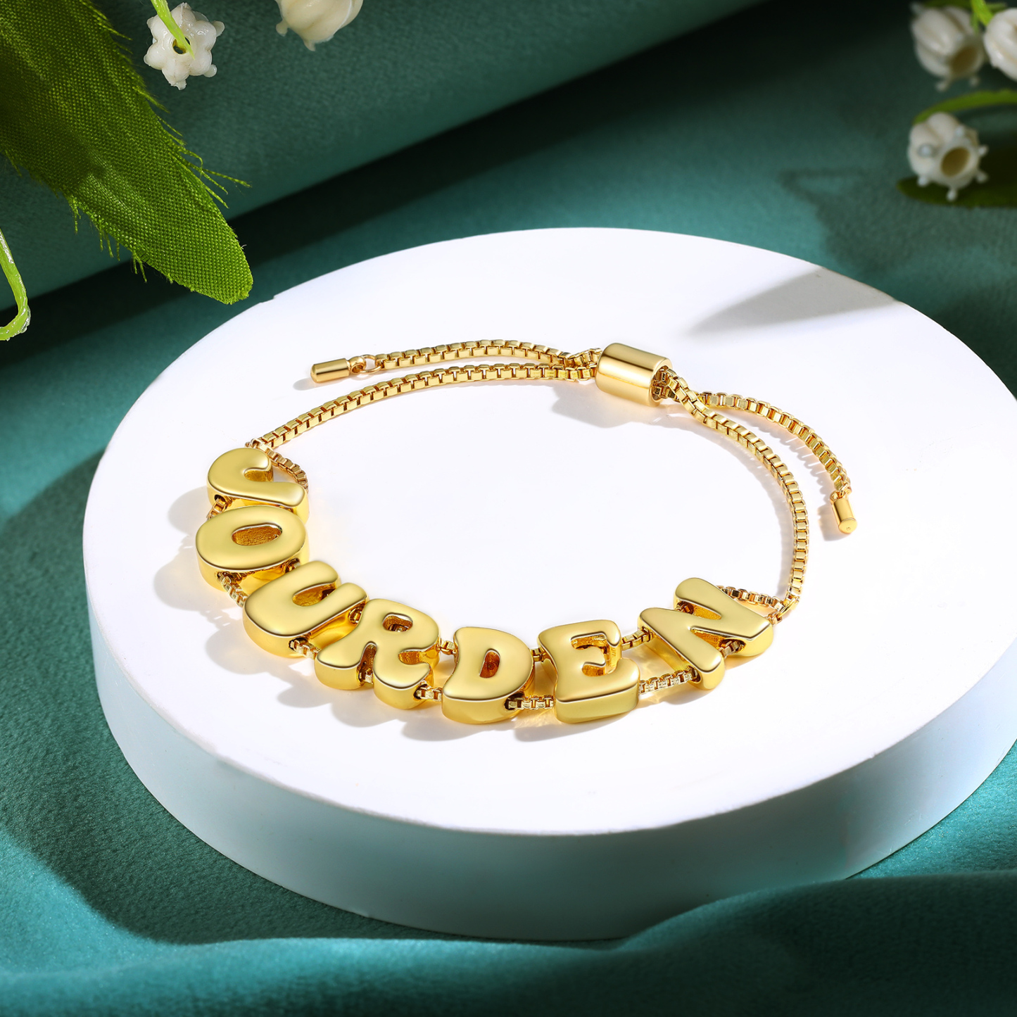 Personalised 3D Name Bracelet Custom Adjustable 7 Letter Gift for Her