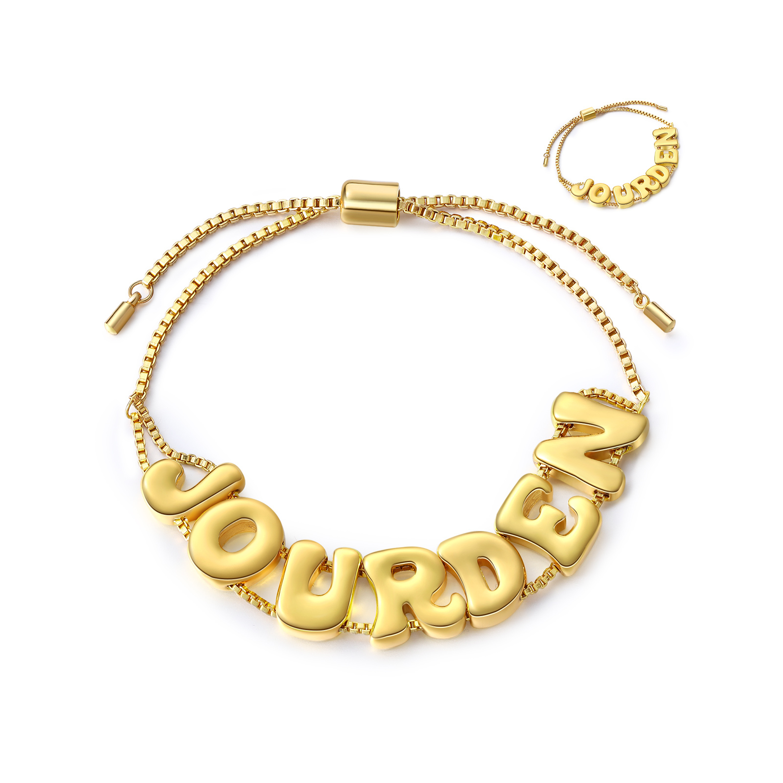 Personalised 3D Name Bracelet Custom Adjustable 7 Letter Gift for Her