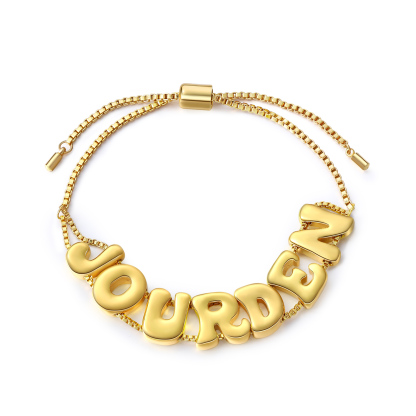 Personalised 3D Name Bracelet Custom Adjustable 7 Letter Gift for Her