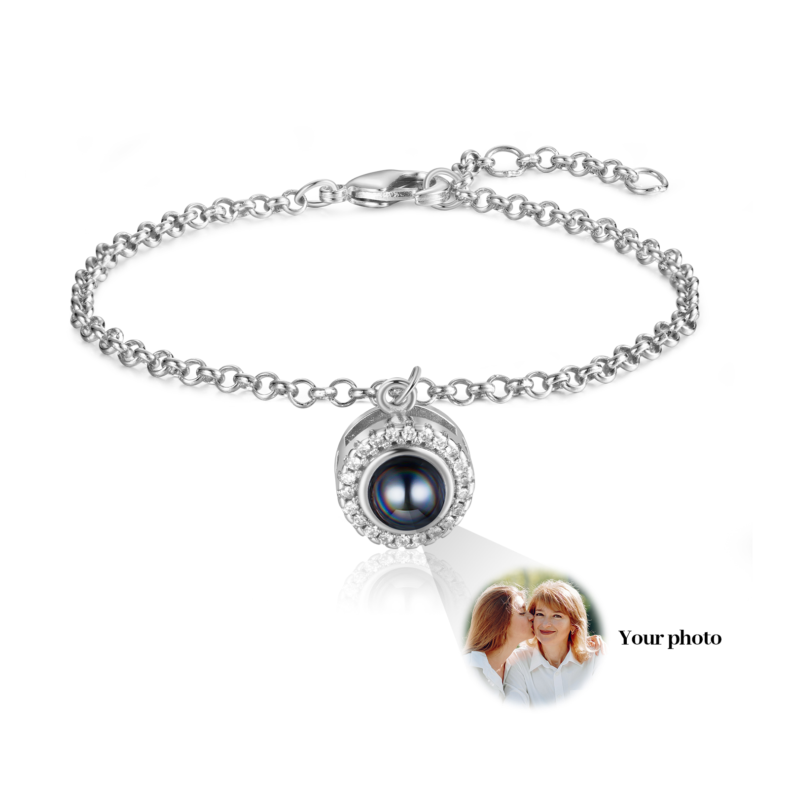 Personalised Projection Bracelet Custom Photo Pendant Gift for Her