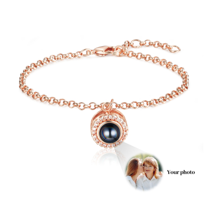 Personalised Projection Bracelet Custom Photo Pendant Gift for Her