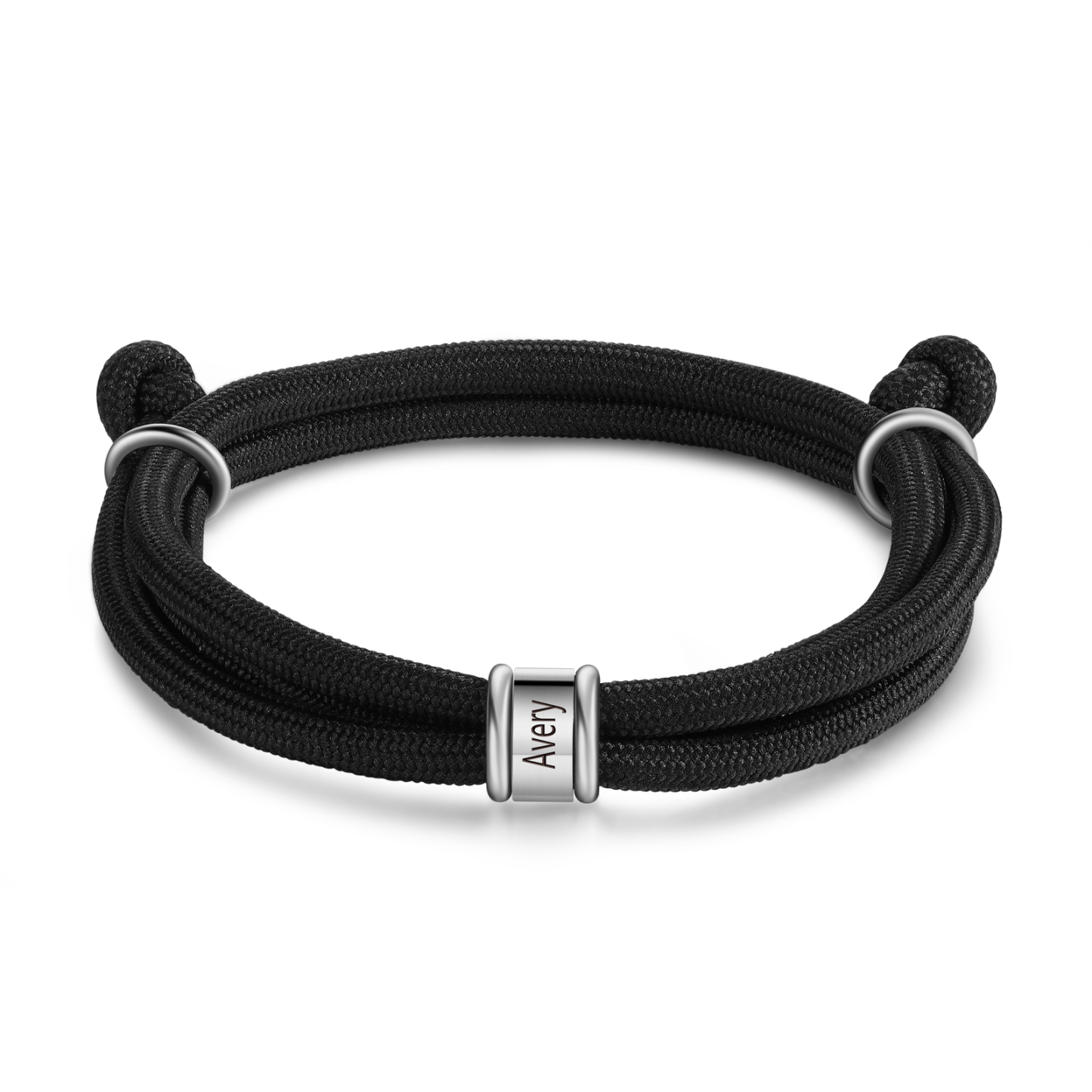 Personalised Men's Bracelet – Adjustable Rope with Custom Name Beads | Jessemade