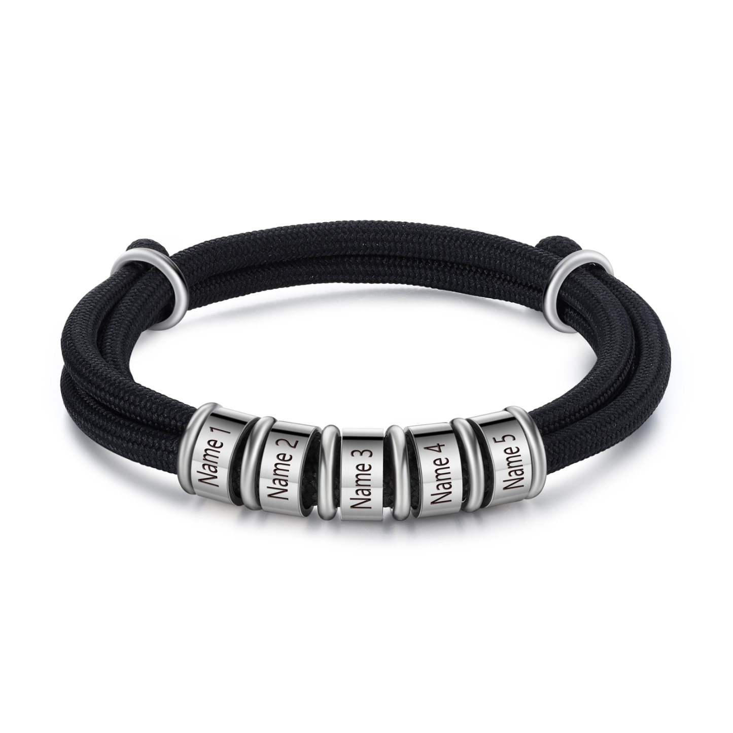 5 Names Personalised Men's Bracelet – Adjustable Rope with Custom Name Beads | Jessemade