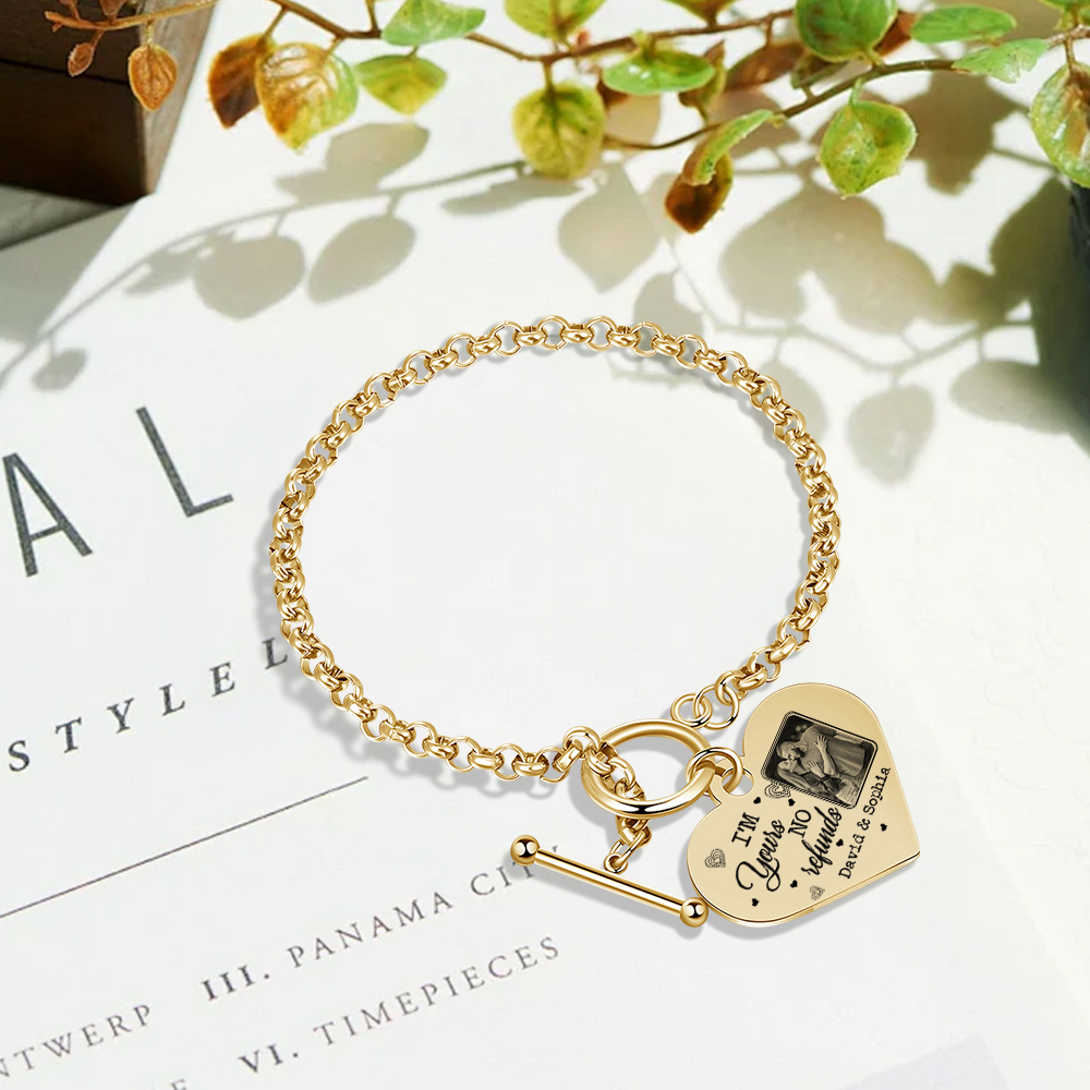 Personalised Photo Bracelet Set I’m Yours No Returns or Refunds Gift for Her