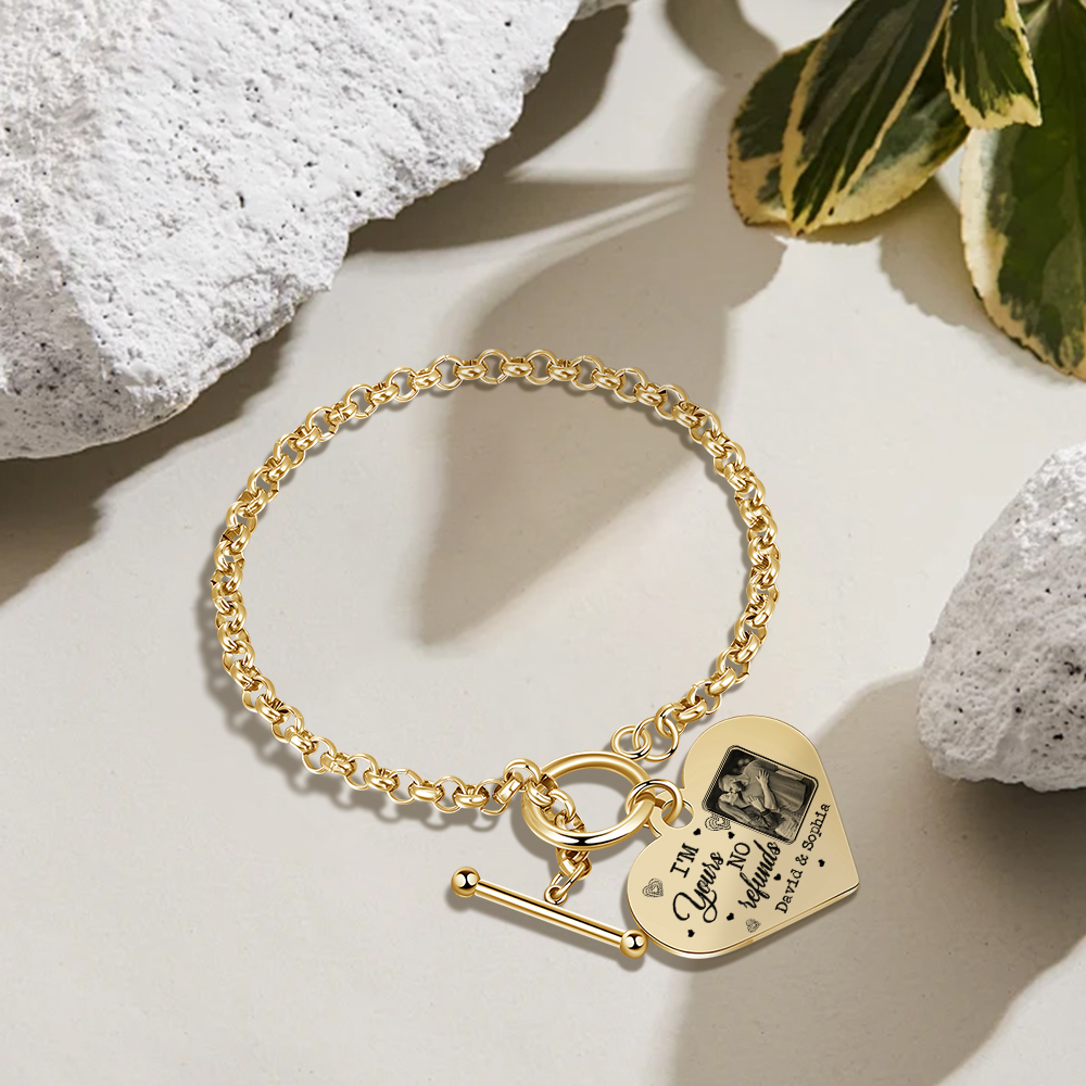 Personalised Photo Bracelet Set I’m Yours No Returns or Refunds Gift for Her