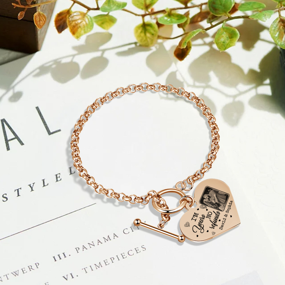 Personalised Photo Bracelet Set I’m Yours No Returns or Refunds Gift for Her